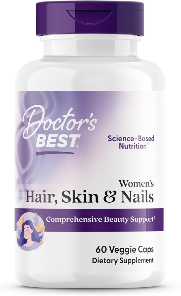 El mejor pelo de las mujeres del médico, piel &amp; uñas con OptiMSM + KeraGLO, Soporte integral de belleza, no GMO, Gluten Gratis 60 cápsulas de verduras