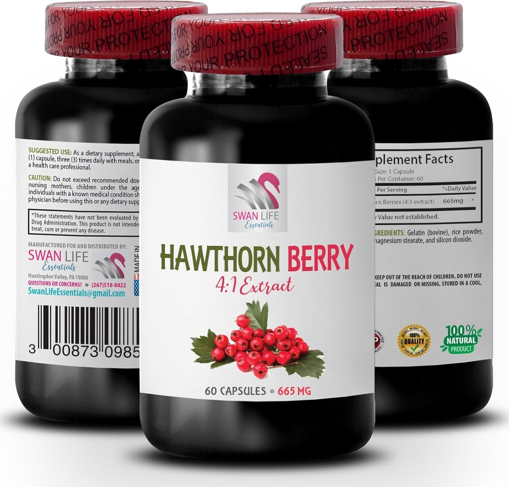 extracto de hawthorn suplemento - HAWTHORN BERRIES EXTRACT - hawthorn berry antioxidant, hawthorn berry extracto cápsulas, berry extracto polvo, energía de baya silvestre, hawthorn energía 1 botella 60 cápsulas