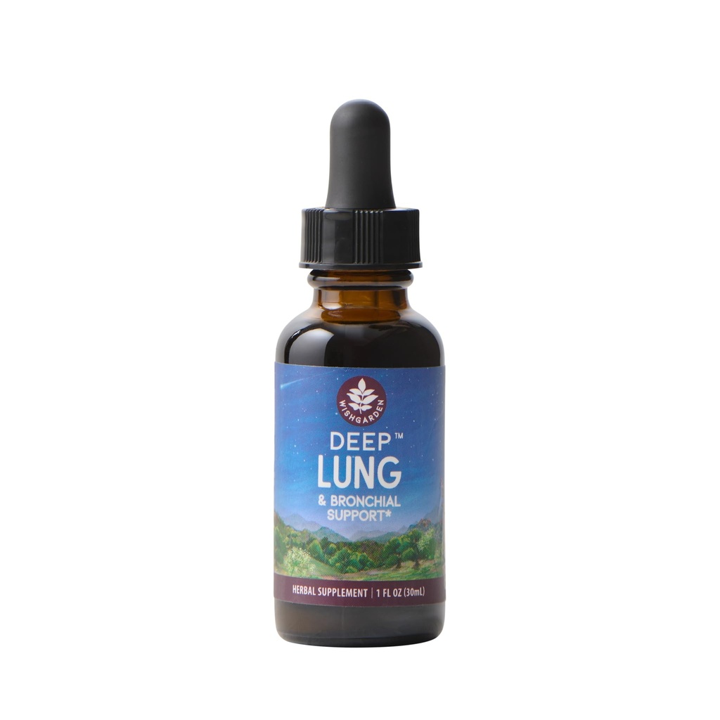 WishGarden Herbs Deep Lung & Bronchial Support - Suplemento respiratorio de base vegetal con hoja Mullein Soportes Lung Detox &amp; Cleanse para fumadores, promueve la fuerza respiratoria, 1oz