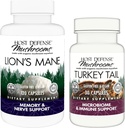 Host Defense Bundle with Lion's Mane Capsules, 120 Cuenta " Turquía Tail Capsules, 30 Cuenta - Apoyo a la salud cerebral, la memoria " Enfoque - Apoyo Digestivo " Immune Health*