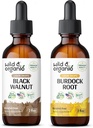 Wild &amp; Organic Black Walnut Tincture 2 fl oz &amp; Burdock Root Tincture 2 fl oz