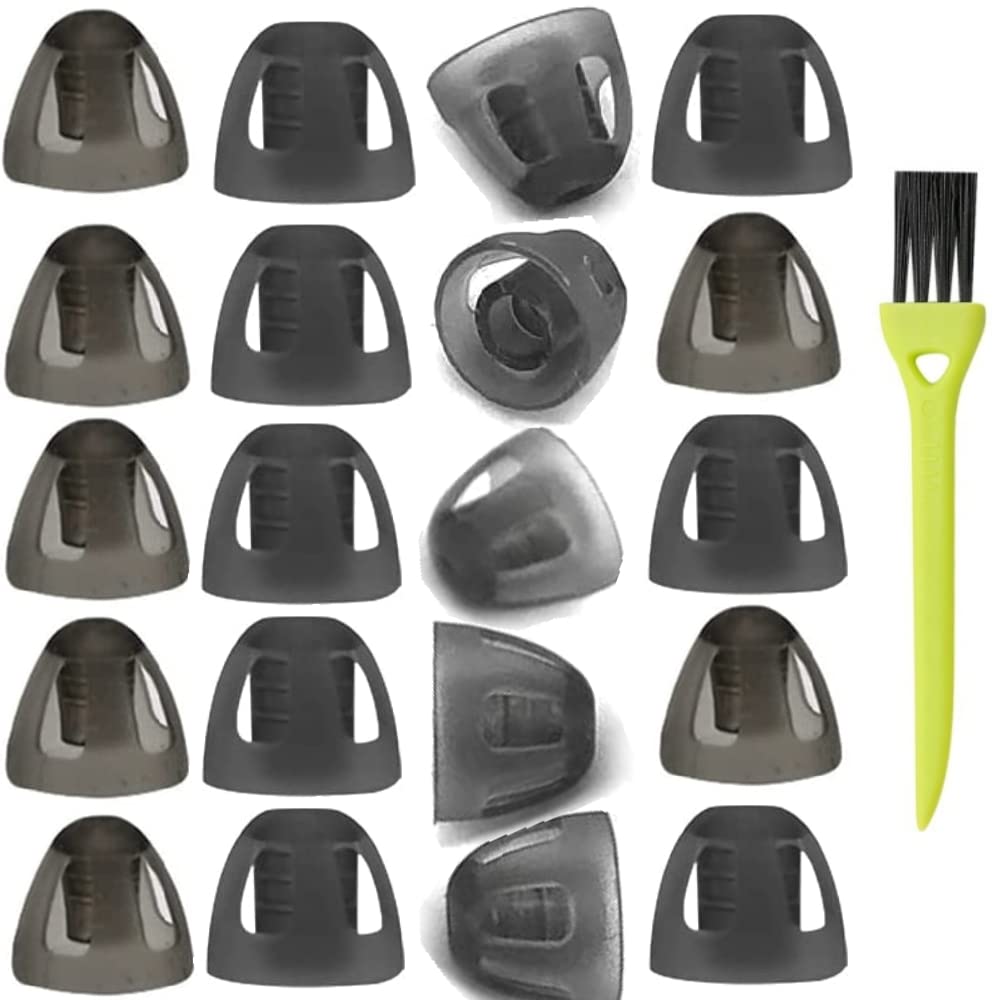 20Packs Small 6mm Hearing Aid Domes Smoky Gray Tips for GN Resound Comfortable for Open Fit BTE Sound Amplifier PSAP Kit Invisible (Small) with 1 Brush
