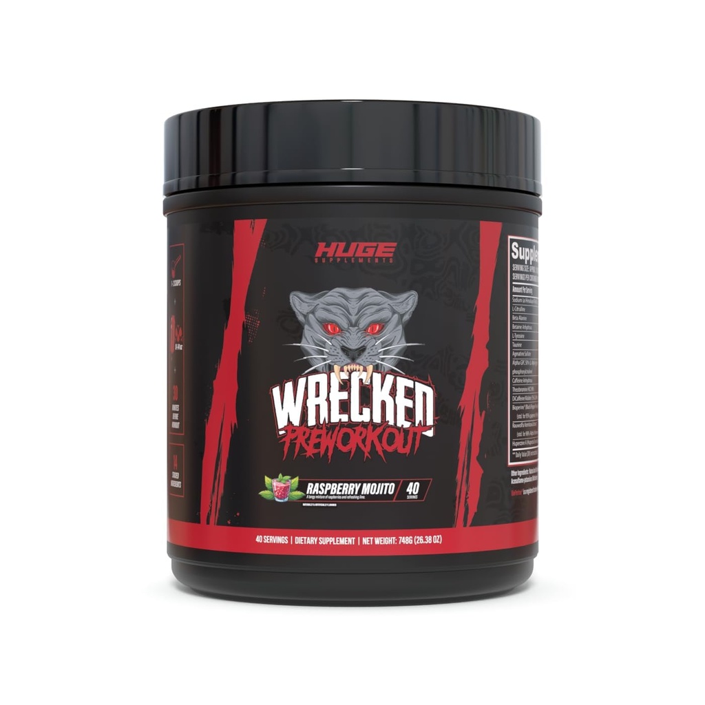 Wrecked Pre Workout, Advanced Formula, Boosts Energy, Focus, Pumps & Performance, 10g L-Citrulline, 6.4g Beta Alanine, 5g Tyrosine, 1g Alpha GPC, 375mg Fast-Acting Caffeine &amp; More