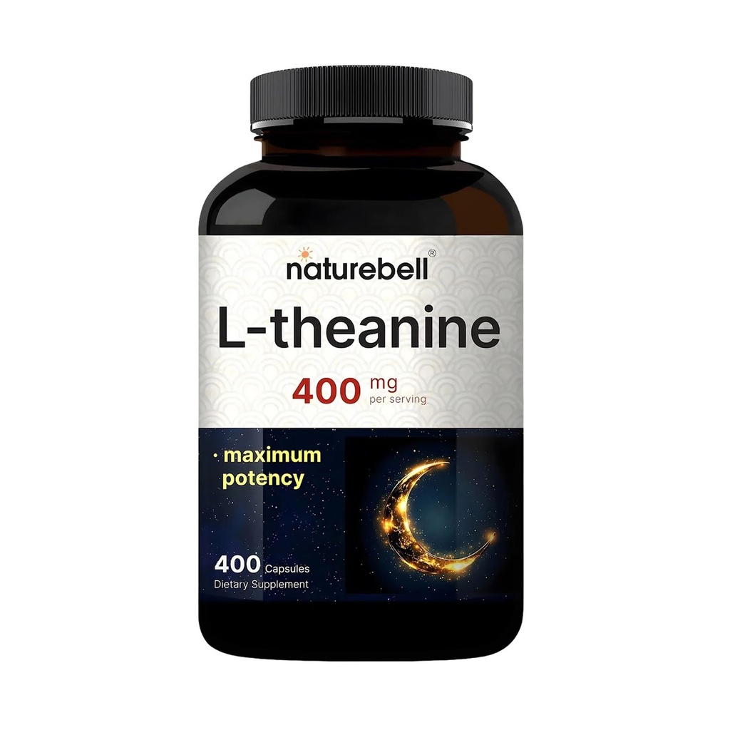Double Strength L Theanine 400mg, 400 Capsules ← Max Potency L-Theanine Suplemento para la relajación, el sueño &amp; la calma Apoyar Silencio Forma libre Biodisponible ← Aminoácido Natural para Mujeres &amp; Hombres