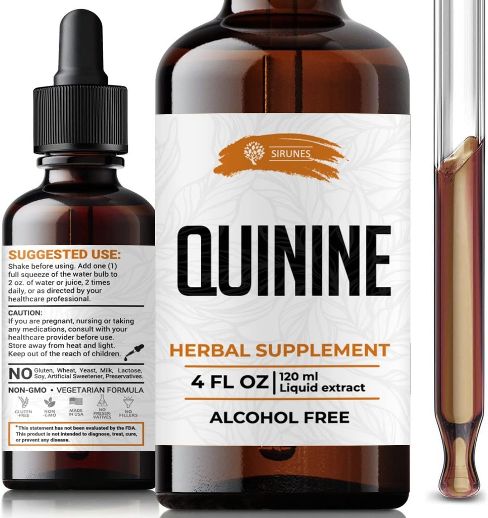 SIRUNES Quinine Tincture Extracto Quinine Dried Bark Herbal Suplemento Quinine Immune System Support Cinchona Bark Liquid Drops Alcohol y Gluten Free-4 fl Oz