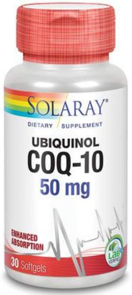 SOLARAY CoQ10, Ubiquinol, Softgel (Btl-Plastic) 50mg tención 30ct