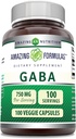 Fórmulas increíbles Suplemento GABA Silencio 750 Mg per Serving  100 Capsules Veggie  No Gluten-Free ← Ideal para vegetarianos
