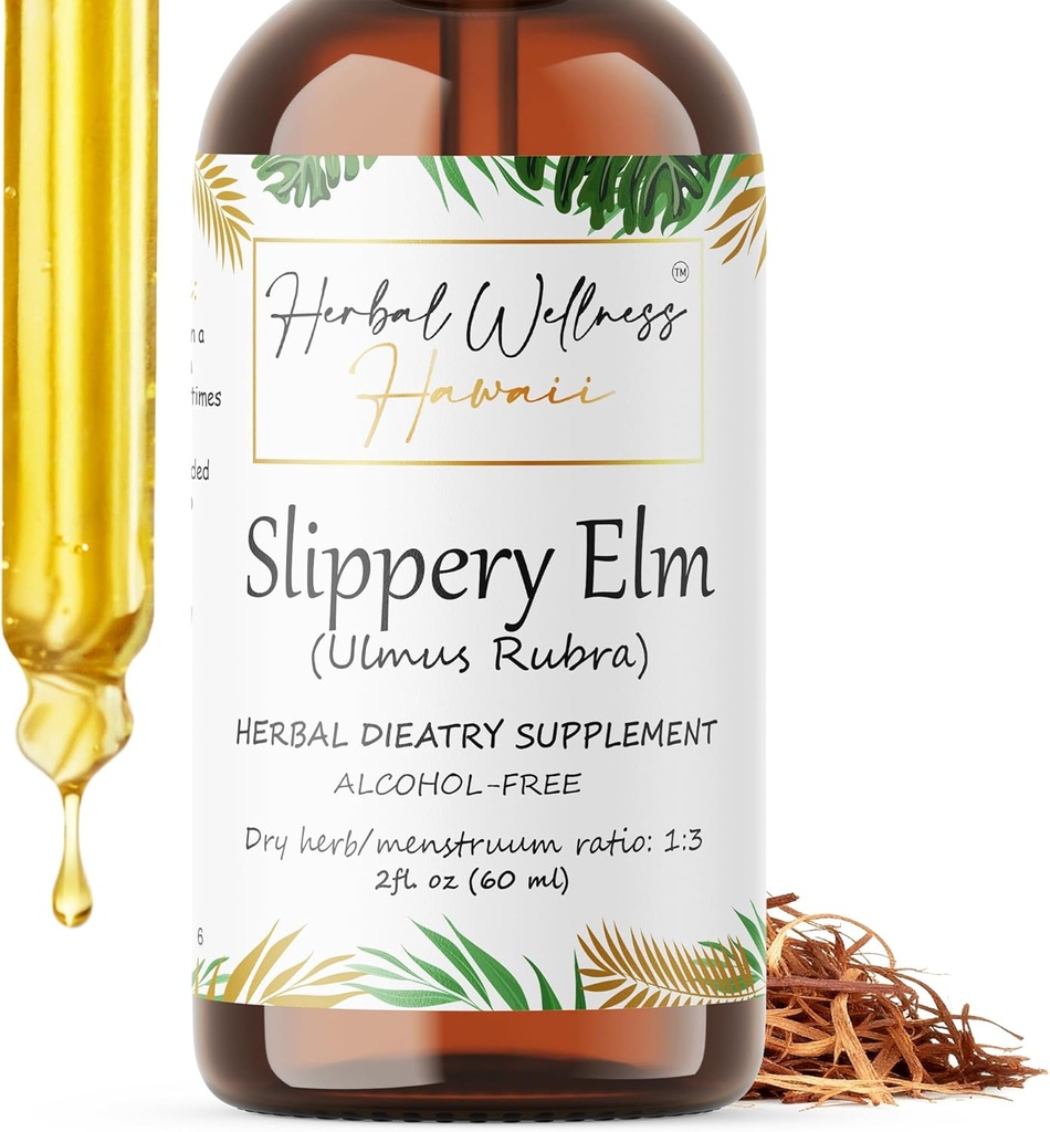 Slippery Elm (Ulmus Rubra) Dried Bark Alcohol-Free Liquid Extract (2 oz)