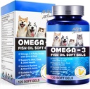 Omega-3 Fish Oil for Dogs, Omega 3 Fish Oil with EPA & DHA Supports Dogs Seasonal Allergies Relief, Boosts Immune Function, Itch Skin Relief & Promote Coat Health, Pet Supplements - 120 Soft Gels