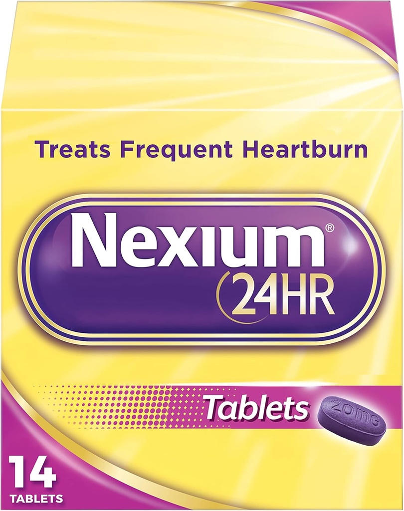 Nexium 24HR Delayed Release Heartburn Relief Tablets, Esomeprazole Magnesium Acid Reducer, 20 mg, 14 Conde