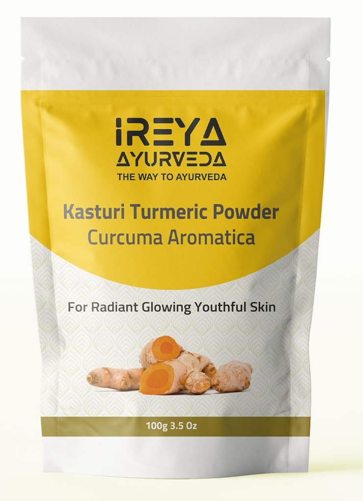 Kasthuri Manjal Powder para Skin and Face Care (3.5 oz) TEN Kasturi Turmeric, Wild Turmeric Polvo TEN Curcuma Aromatica ANTE Ayuda en Glowing Skin Acne y piel radiante 100g