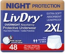 LivDry XXL Overnight Adult Diapers for Women and Men, Incontinence Underwear, XX-Large, 48-Pack