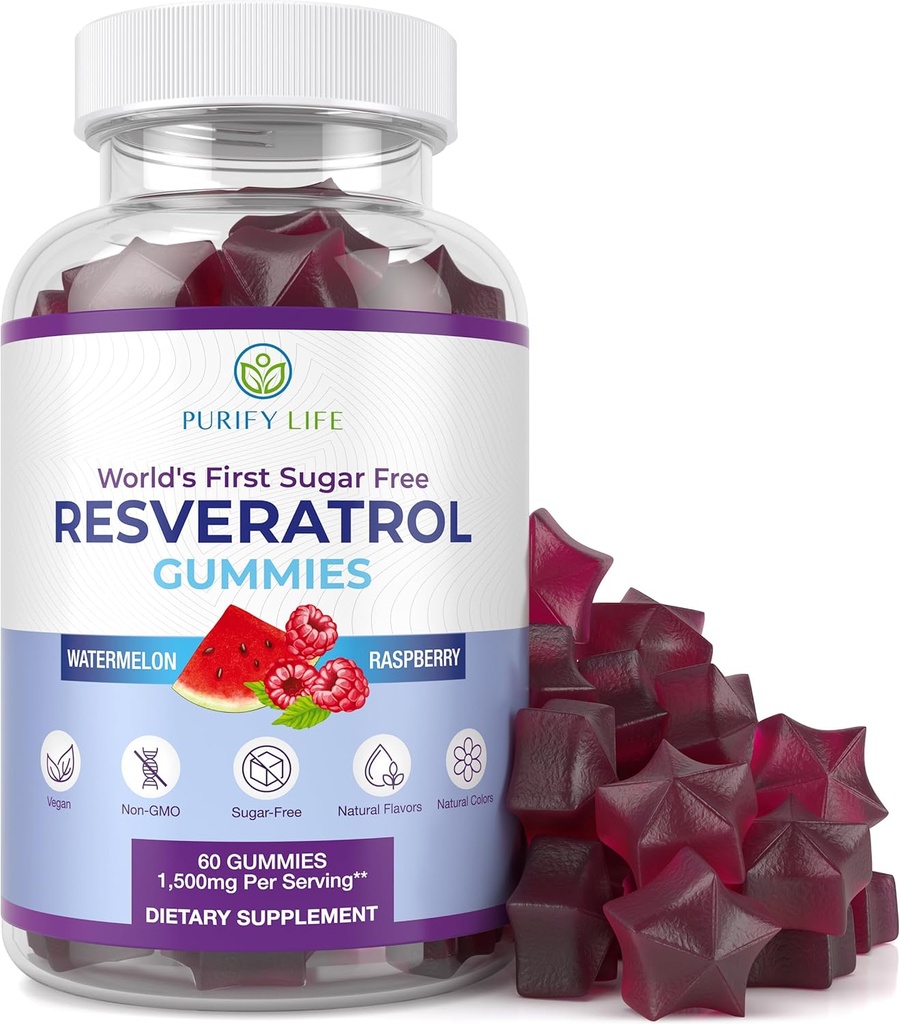 Gummies de Resveratrol Libre de Azúcar - Antioxidante Potente - Resveratrol Suplemento de Apoyo Digestivo &amp; Salud Inmunitaria - Herb Natural para el Crecimiento Celular " Reparación - Fácil Alternativa NMN Chewable