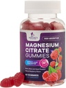 Magnesio Citrate Gummies Suplemento - Alta Absorción, Magnesio Vegan Gummy Suplemento para Adultos &amp; Niños, Magnesio Citrate Gummy Suplementos para Muscle, Nerve, Bone y Heart Support - 60 Gummies