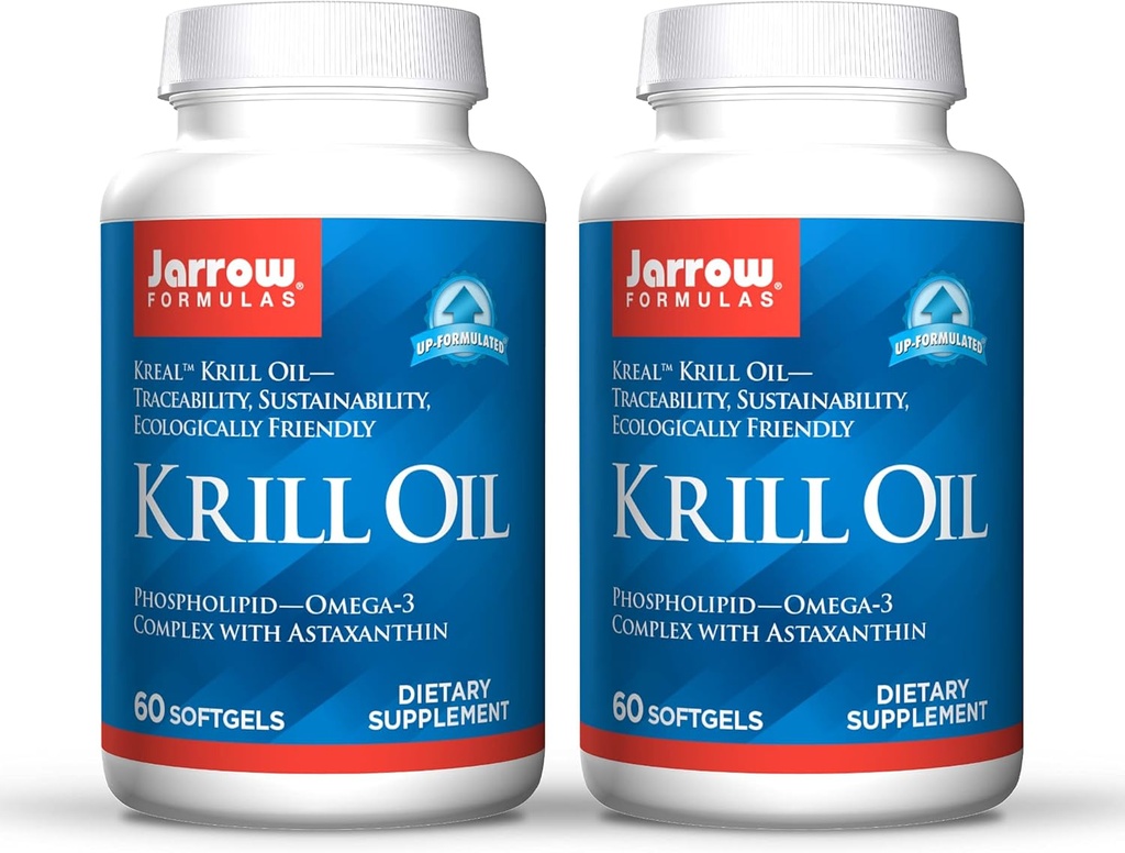 Jarrow Formulas Krill Oil - 60 Softgels - Phospholipid Omega-3 Complejo con Astaxanthin - May Support Lipid Management, Brain Function & Metabolism - 30 Servimientos
