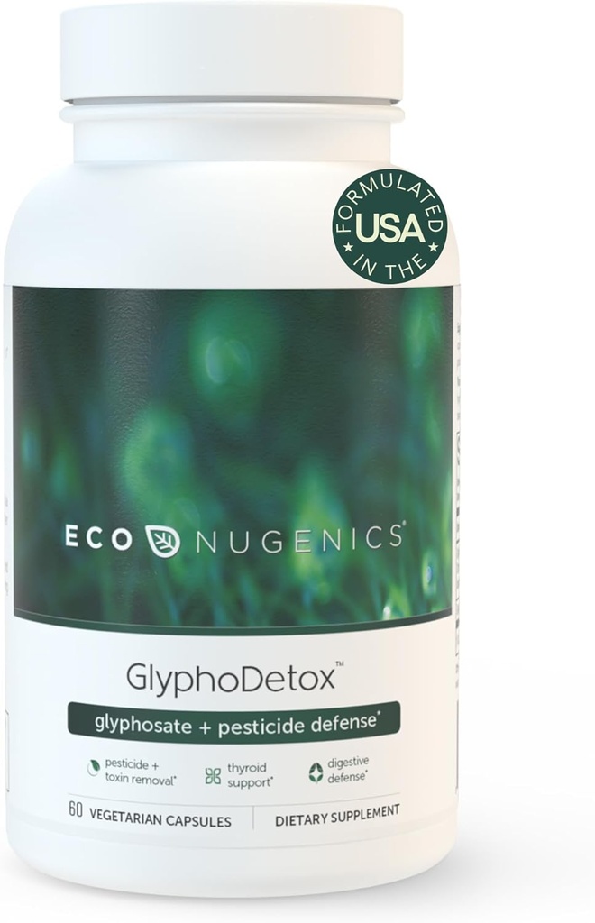 EcoNugenics GlyphoDetox Suplemento – Remove Glyphosate Pesticides and Agricultural Toxins – Detox Formula w/Kelp, Citrus Pectin, Algimate, Glycine – para Hombres y Mujeres – 60 cápsulas