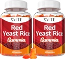 VAITE Red Yeast Rice with Coq10 Gummies - 1200 mg RYR Synergy Suplemento orgánico con Coenzyme Q10 Monacolin K, Non-GMO & Citrinin Free Herbal Vegetarian Gummy Chews 60 Conde (2 Pack)