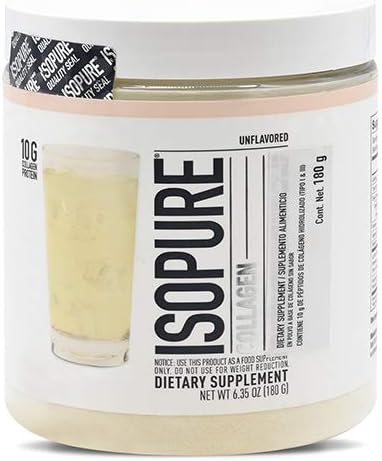 Isopure Multi Collagen Peptides Protein Powder, Vitamina C para Immune Support, Tipo 1, 2 & 3, Keto Friendly, para el soporte de recuperación, articulaciones, cartílago, piel &amp; uñas - Gluten No, Desarmado, 15 Servings