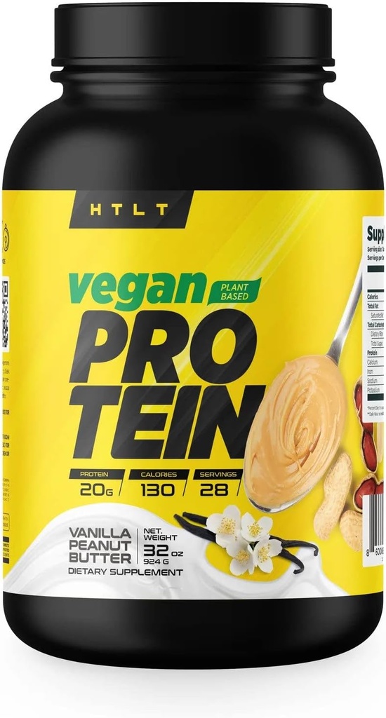 Proteína vegana por HTLT ANTE Planta Basada Polvo de proteína tóxico Pea &amp; Rice Protein Powder Blend  habit for High-Protein Shakes and Baked Treats, (Vanilla Peanut Butter)