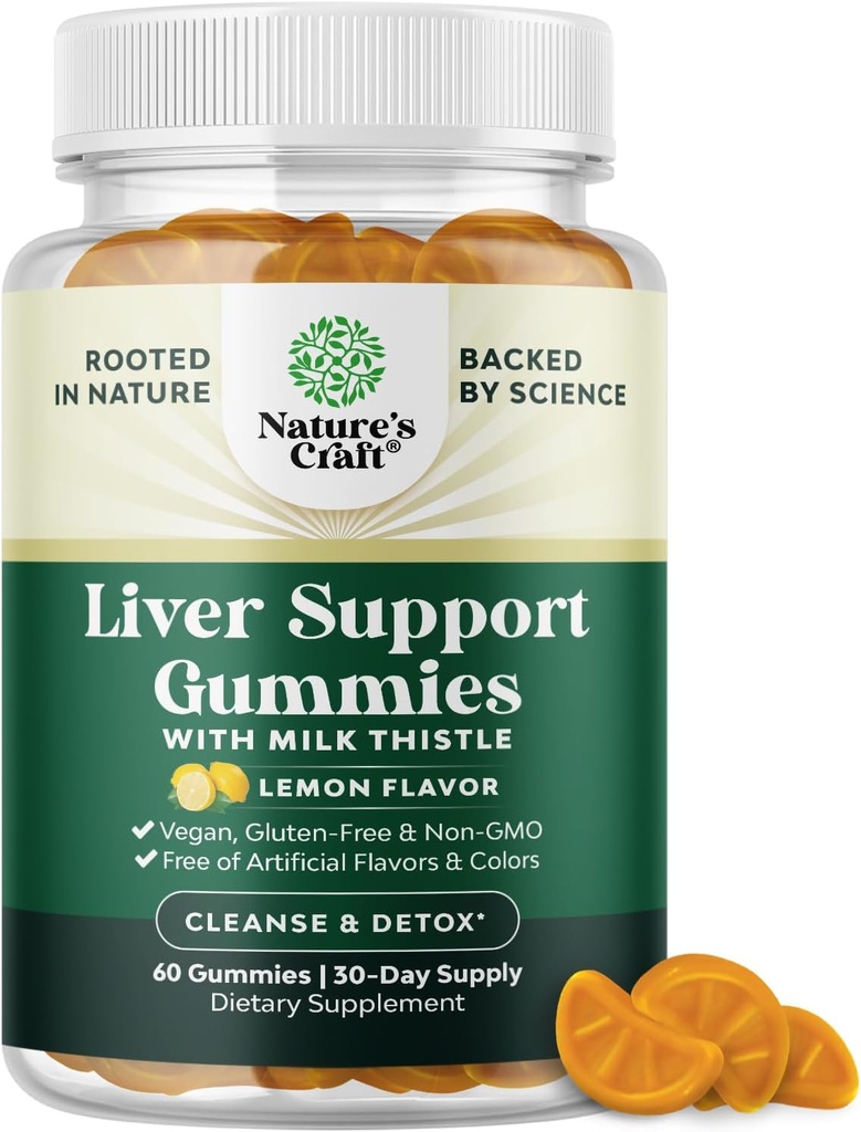 Limpieza Herbal Liver Detox Gummies Liver Support Milk Thistle Gummies with Artichoke Extract Turmeric Curcumin and L-Carnitine - Vegan and Non-GMO - Sweet Lemon (30 Servings)
