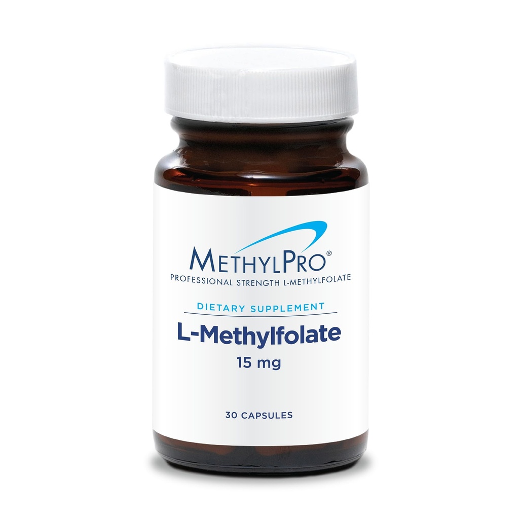 MetilPro L-Methylfolate 15 mg - L Folato de metil, Suplemento de metillfolato para hombres y mujeres, vitamina metilada B9 (5-MTHF) para la salud cerebral, el foco, la calma - 30 cápsulas (Pack of 1)