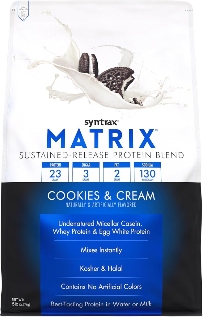 Sintrax Nutrition Matrix - Sustained-Release Protein Blend, Cookies &amp; Cream 5 lbs.