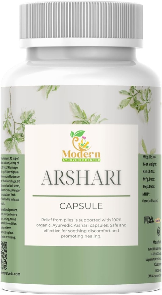 Moderno Centro Ayurvédico Arshari Capsule, Alivio de Piles, 100% Orgánico, Ayurvédic 120 Capsules