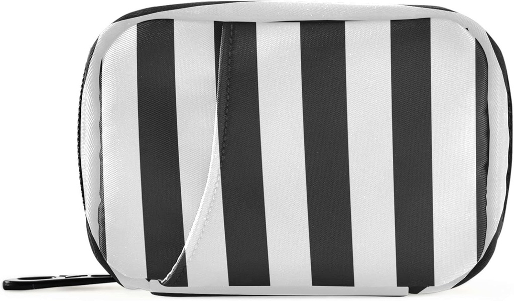 Pfrewn Pill Organizer Funda Negro y Blanco Caja de Pill con Zipper 7 Día Portable Pequeña Vitamina Medicina Semanal Suplemento Holder Bolsa de bolsa para Mujer Hombre