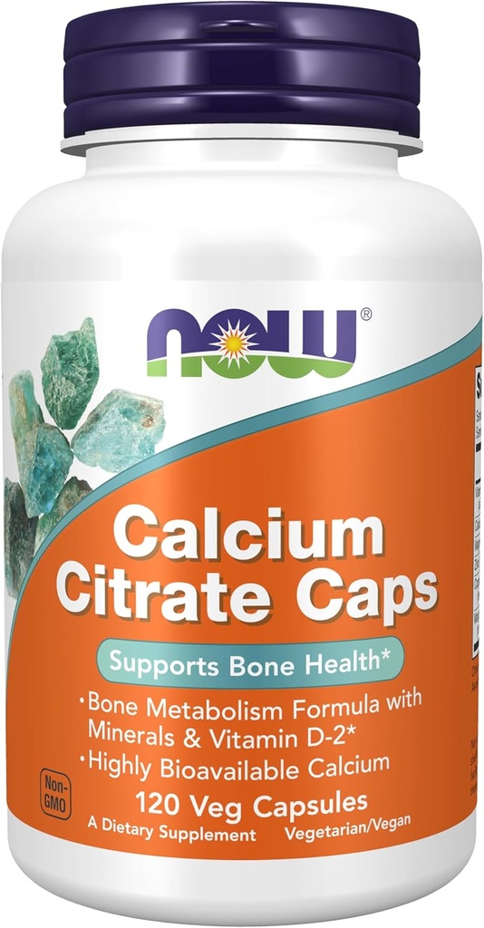 NOW Foods Supplements, Calcium Citrate with Vitamin D, Magnesium, Zinc, Copper, and Manganese, 120 Veg Capsules