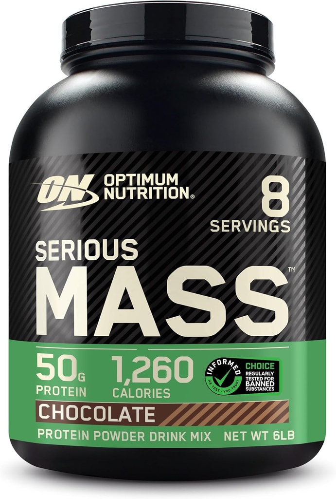 Optimum Nutrition Grave Mass, Weight Gainer Protein Powder, Mass Gainer, Vitamina C y Zinc para Immune Support, Creatine, Chocolate, 6 libras (Packaging May Vary)