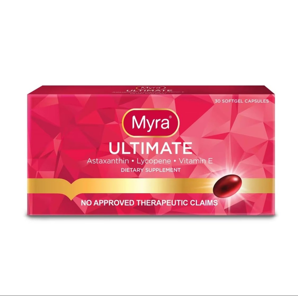 Myra Utimate with Astaxanthin, Lycopene and Vitamin E, 30 Softgel Capsules