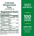 Magnesio de calcio de la naturaleza " Caplets de zinc " , Salud de bonificación " , 100 Cuentas (Pack of 2)