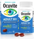 Ocuvite 50+ Vitamina Ocular &amp; Suplemento Mineral, Multivitamina para Visión & Salud Ocular con Omega-3, Zinc, Vitaminas C &amp; E, Lutein &amp; Zeaxanthin, Suplementos Zinc para Mujeres y Hombres, 50 Softgels