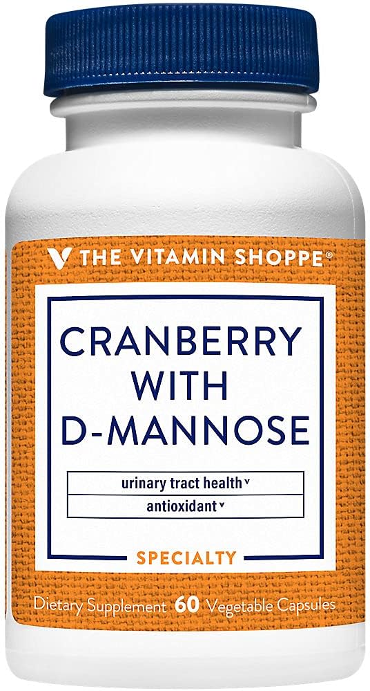 La Arándano de Vitamina Shoppe con D-Mannose, Urinary Tract &amp; Bladder Health, Antioxidante con vitamina C de 60 mg con Cranrich (Cranberry Concentrate) (60 cápsulas de verduras)
