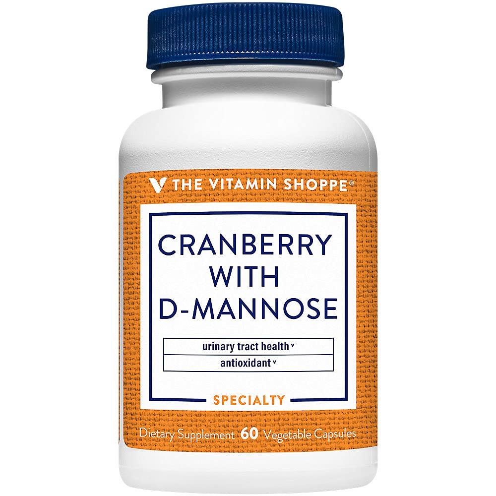 La Arándano de Vitamina Shoppe con D-Mannose, Urinary Tract &amp; Bladder Health, Antioxidante con vitamina C de 60 mg con Cranrich (Cranberry Concentrate) (60 cápsulas de verduras)