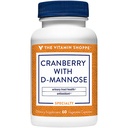 La Arándano de Vitamina Shoppe con D-Mannose, Urinary Tract &amp; Bladder Health, Antioxidante con vitamina C de 60 mg con Cranrich (Cranberry Concentrate) (60 cápsulas de verduras)