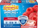 Emergen-C Immune+ Triple Action Immune Support Powder, BetaVia (R), 1000mg Vitamina C, B Vitaminas, Vitamina D y Antioxidantes, Raspberry, Volver a Esenciales Escolares – 30 Cuenta