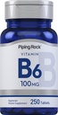 Piping Rock Vitamina B-6 100mg Suplemento tención 250 Tablets  durable as Pyridoxine Hydrochloride ← Non-GMO & Vegeterian Formula