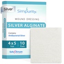 Calcio de plata Alginate Wound Dressing - Simpurity - 4"x 5" Tirantes individuales - Plata Dressing for Wound Care - Calcium Sterile Alginate Pads - Seguro n' Simple Wound Care Productos
