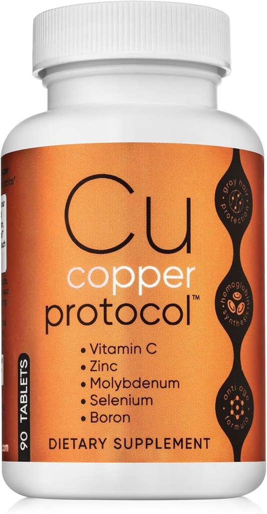 Suplementos de cobre para mujeres y hombres (90 cápsulas) Boosts Energy, Nourishes Body, Anti-Aging Formula, Incluye vitamina C, Zinc &amp; Selenium, Non-GMO, Made in USA - GMP Certified