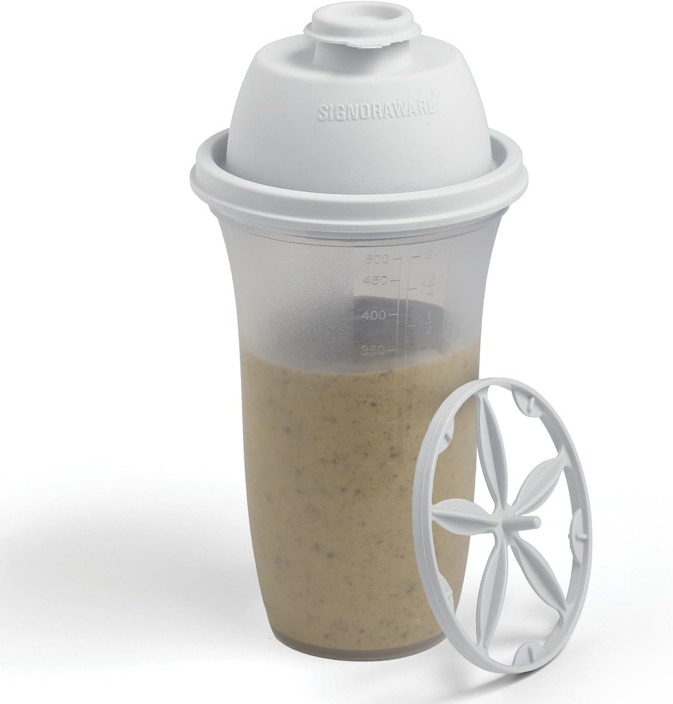 SIGNORA WARE Shaker Bottles TENIDO 17-Once Plastic Protein Shake Bottle for Meal Replacement Shakes " Smoothies, Beverages, Mixing Salad Dressing " Sauces, Margarita, " More
