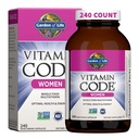Jardín de Vida Multivitamínico para Mujeres, Código de Vitamina Mujeres Multi - Mujeres Alimentarias enteras Multi Vitaminas, Hierro, Folato no Ácido Fólico, Vitamina A y Probióticos para Mujer Energía, 240 cápsulas vegetarianas