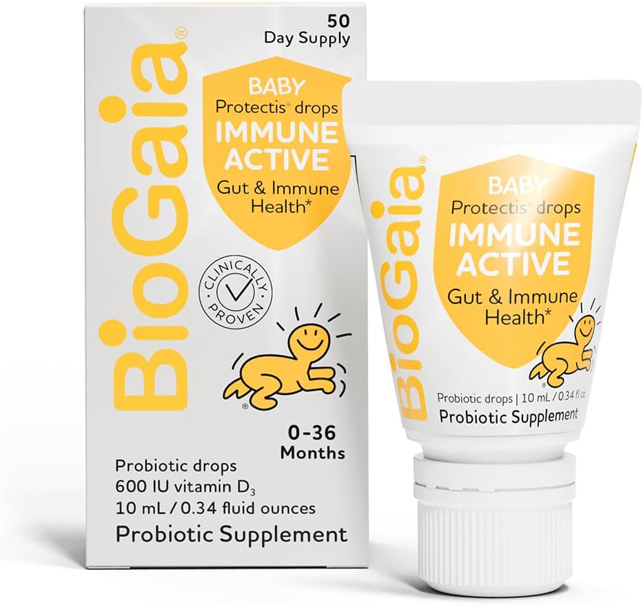 BioGaia Immune Active Baby Probiotic Drops + Vitamina D ← para bebés " Toddlers 0-36 Meses ¦ Apoya Digestive " Immune Health ← Allergen, Dairy, Soy " Gluten Free ← 50 Day Supply