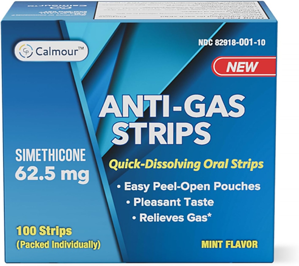 Anti Gas Relief 100 Strips ← Mint Flavor Oral Dissolvable Anti Bloating Relief Strips ← Rapid Gas Relief para Adultos