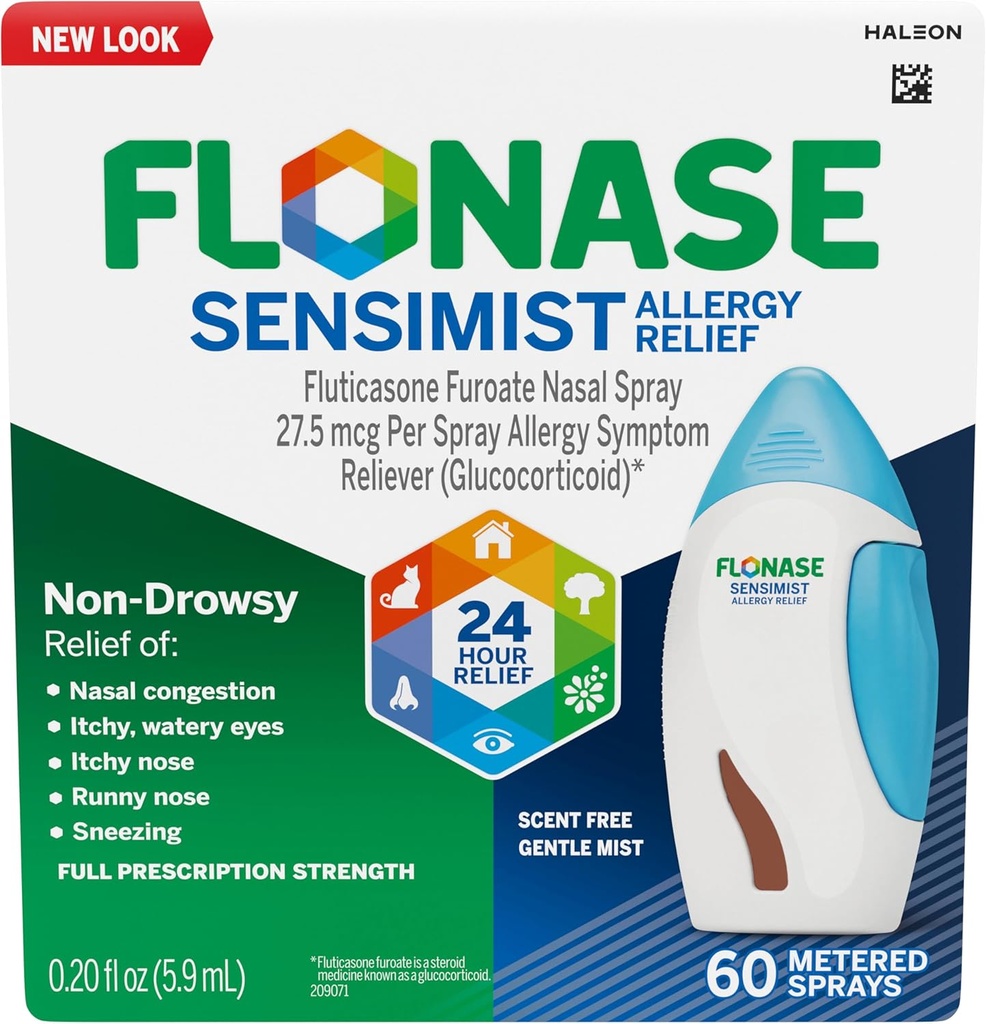 Flonase Sensimist Alergy Relief Nasal Spray for Non-Drowsy, 24-Hour Multi-Symptom Allergy Relief – 60 Sprays