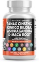 Nutraceuticals limpios Panax Ginseng Ginkgo Biloba Ashwagandha Maca Root - Foca suplemento píldoras para mujeres y hombres con Pine Bark Extract, Ajo y Saw Palmetto - 60 caps