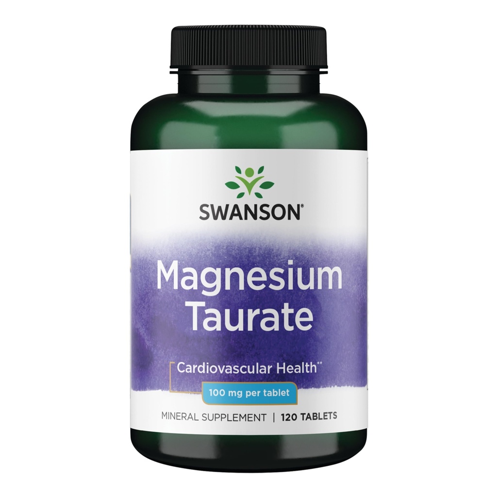 Swanson Magnesium Taurate - Suplemento Mineral- Magnesio Natural y Fórmula Taurina (120 Tabletas, 100 mg cada una)