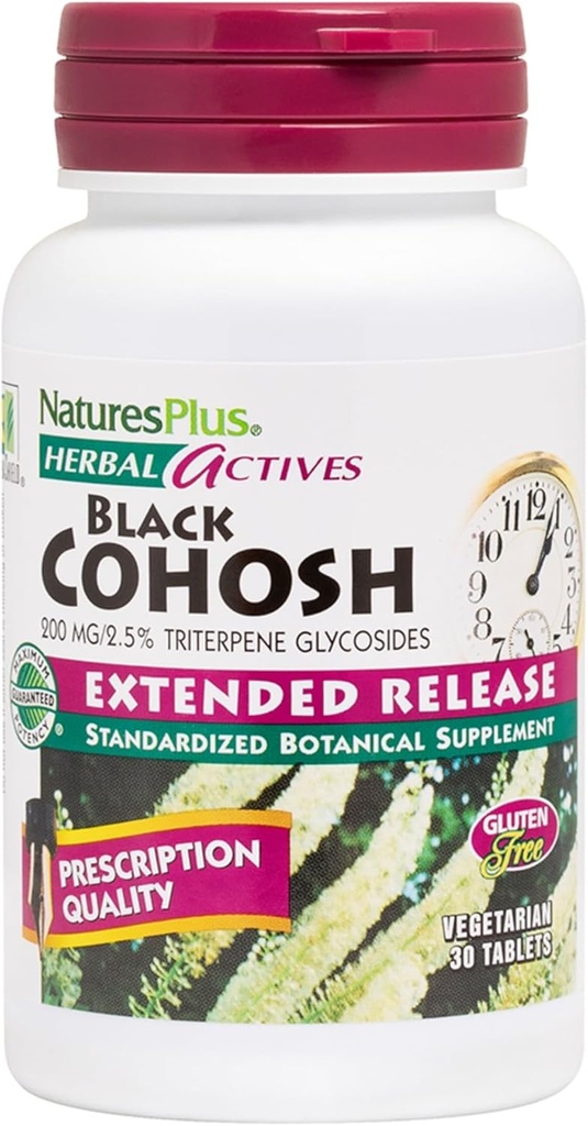 NaturesPlus Herbal Actives Cohosh Negro - 30 Tablets - Soporte nutricional para Well-Being During Menopause - Vegetarian, Gluten Free - 30 Servings