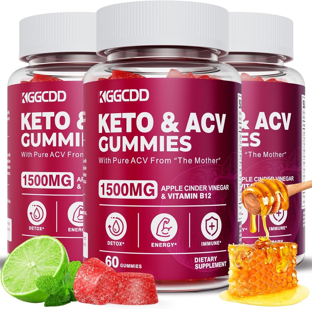 (3 Pack) Keto ACV Gummies Extreme 1500MG Keto Gummies Apple Sider Vinegar Formulado con Pomegranate Beet Juice Powder B12 Vegan No GMO 180 Gummys