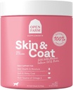 Open Farm Skin &amp; Coat Chews, Suplemento de perros, vitaminas de perros, soporta una suave y brillante carne usando ingredientes transceptibles y aprobados por el Vet, 12.7 oz, 90 cuenta